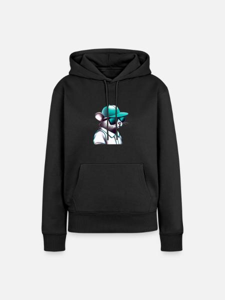Coole Mouse - Frauen Premium Bio Hoodie - Schwarz