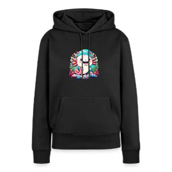 Axolotl Chibi - Sweat à capuche Premium bio Femme - noir - Devant - Julia (174cm)