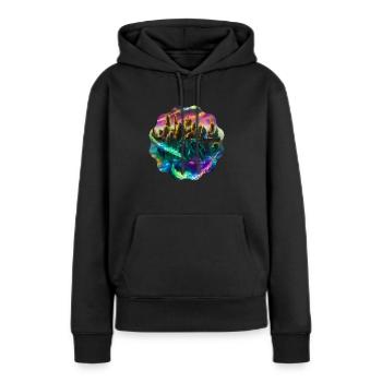 Paysage - Sweat à capuche Premium bio Femme - noir - Devant - Julia (174cm)