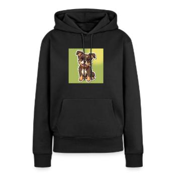 Dessin animé de chien 8 - Sweat à capuche Premium bio Femme - noir - Devant - Julia (174cm)