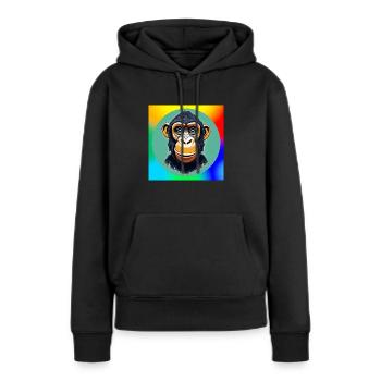 Schimpansen-Karikatur - Frauen Premium Bio Hoodie - Schwarz - Vorne - Julia (174cm)
