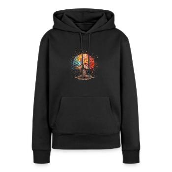 Buntes kunstvolles Gehirn als Baum - ADHS Autismus - Frauen Premium Bio Hoodie - Schwarz - Vorne - Julia (174cm)