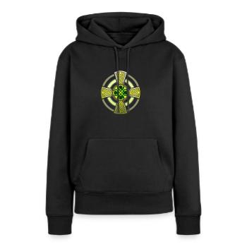 Keltisches Kreuz - Frauen Premium Bio Hoodie - Schwarz - Vorne - Julia (174cm)