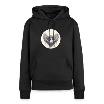 Nachdenklicher Engel - Frauen Premium Bio Hoodie - Schwarz - Vorne - Julia (174cm)