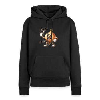 Légumes fous : oignon avec barbiche et pouce levé - Sweat à capuche Premium bio Femme - noir - Devant - Julia (174cm)