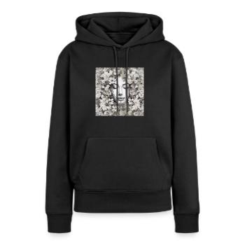 les fleure en visage - Sweat à capuche Premium bio Femme - noir - Devant - Julia (174cm)