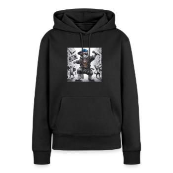 MC Miaou - Sweat à capuche Premium bio Femme - noir - Devant - Julia (174cm)