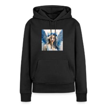 Frau Engel - Frauen Premium Bio Hoodie - Schwarz - Vorne - Julia (174cm)
