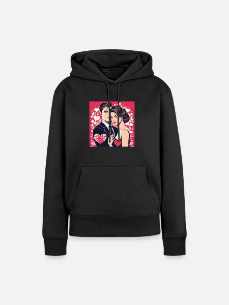 Verliebtes Paar - Frauen Premium Bio Hoodie - Schwarz