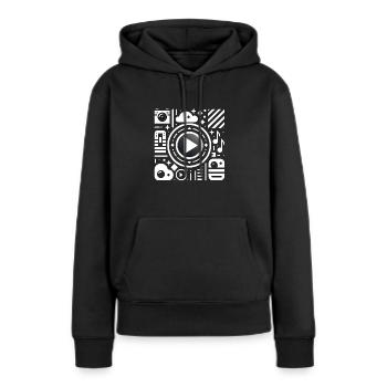Symphonie numérique - Sweat à capuche Premium bio Femme - noir - Devant - Julia (174cm)