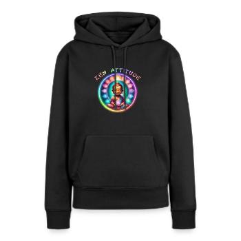 ZEN ATTITUDE - Sweat à capuche Premium bio Femme - noir - Devant - Julia (174cm)