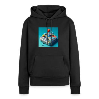 Joystick 8 - Frauen Premium Bio Hoodie - Schwarz - Vorne - Julia (174cm)
