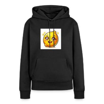Zitrone mit Gesicht - Frauen Premium Bio Hoodie - Schwarz - Vorne - Julia (174cm)