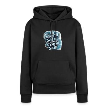 se sentir bien dans un corps sain - Sweat à capuche Premium bio Femme - noir - Devant - Julia (174cm)