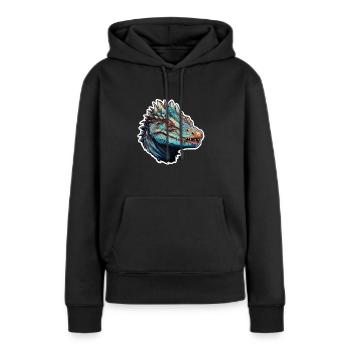 Echse - Frauen Premium Bio Hoodie - Schwarz - Vorne - Julia (174cm)