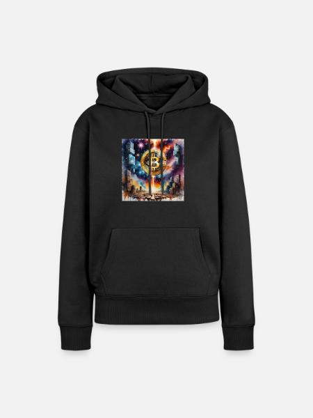Bitcoin Blocks Art - Frauen Premium Bio Hoodie - Schwarz