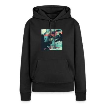 rêve de femme - Sweat à capuche Premium bio Femme - noir - Devant - Julia (174cm)