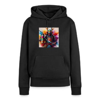 samourai - Sweat à capuche Premium bio Femme - noir - Devant - Julia (174cm)