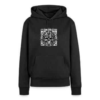 Punkskull NO RULES - Frauen Premium Bio Hoodie - Schwarz - Vorne - Julia (174cm)