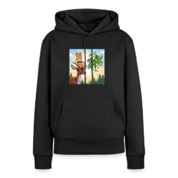 ZEFIX - Deer with beer, buddy we celebrate - Women’s Premium Organic Hoodie - black - Front - Julia (174cm)