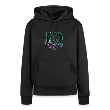 IQ 130 - Frauen Premium Bio Hoodie - Schwarz - Vorne - Julia (174cm)