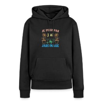 Ich kann nicht, ich habe Gartenarbeit - Frauen Premium Bio Hoodie - Schwarz - Vorne - Julia (174cm)