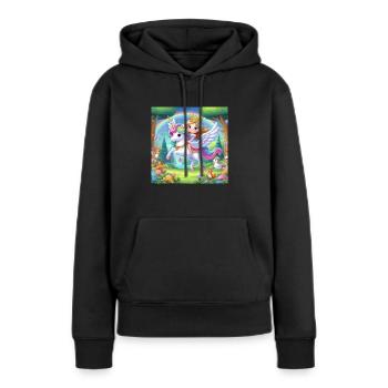 Princesse sur une Licorne volante - Sweat à capuche Premium bio Femme - noir - Devant - Julia (174cm)