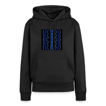 blue and sky blue vertical waves - Women’s Premium Organic Hoodie - black - Front - Julia (174cm)