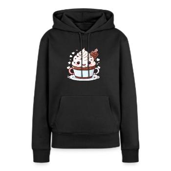 Charmant compagnon de cacao - Sweat à capuche Premium bio Femme - noir - Devant - Julia (174cm)