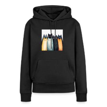 Lächelnde Katzen - Frauen Premium Bio Hoodie - Schwarz - Vorne - Julia (174cm)