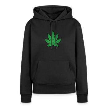 High Leaf Cannabisblatt - Frauen Premium Bio Hoodie - Schwarz - Vorne - Julia (174cm)