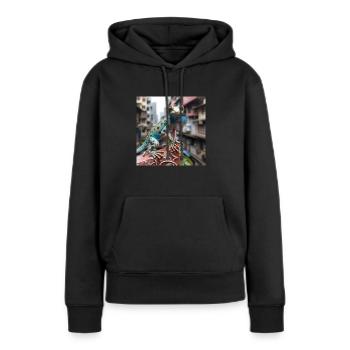 Gecko in China Tier Lebewesen Drachen Dragon - Frauen Premium Bio Hoodie - Schwarz - Vorne - Julia (174cm)