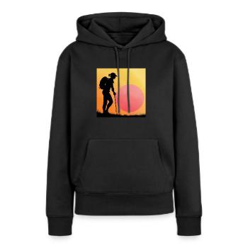 Coucher de soleil - Sweat à capuche Premium bio Femme - noir - Devant - Julia (174cm)