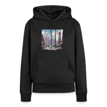 Ich war einmal draußen, die Grafik war nicht so gut - Frauen Premium Bio Hoodie - Schwarz - Vorne - Julia (174cm)