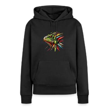 Prisme d'Iguane - Sweat à capuche Premium bio Femme - noir - Devant - Julia (174cm)