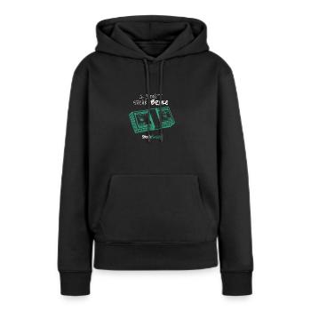 I dont speak BROKE - Frauen Premium Bio Hoodie - Schwarz - Vorne - Julia (174cm)