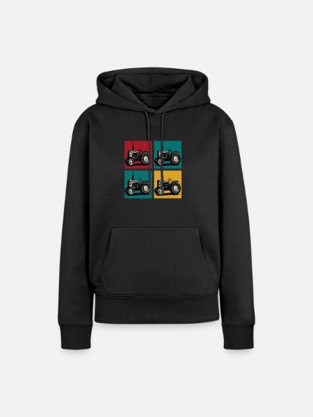 Retro-Oldtimer-Traktor - Frauen Premium Bio Hoodie - Schwarz
