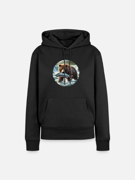 Grizzly Bär - Frauen Premium Bio Hoodie - Schwarz