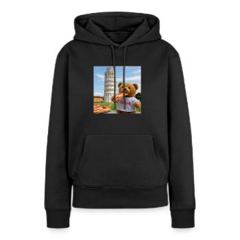 TEDDY's kulinarische Weltreise durch Italien - Frauen Premium Bio Hoodie - Schwarz - Vorne - Julia (174cm)