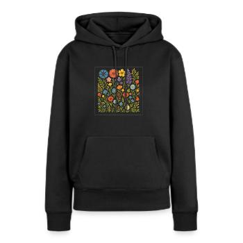 Blumen Flower - Women’s Premium Organic Hoodie - black - Front - Julia (174cm)