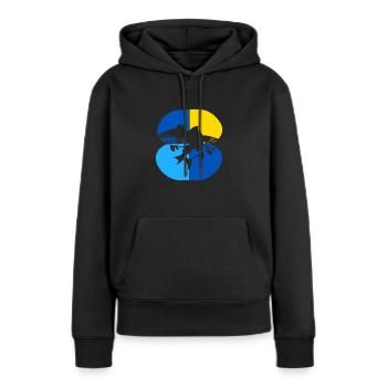 Perche de pêche - Sweat à capuche Premium bio Femme - noir - Devant - Julia (174cm)