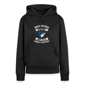 Karlsruhe Karlsruher Liebe - Frauen Premium Bio Hoodie - Schwarz - Vorne - Julia (174cm)