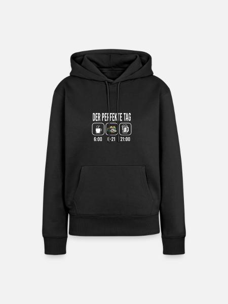 Fischbrötchen mit Pommes - Frauen Premium Bio Hoodie - Schwarz