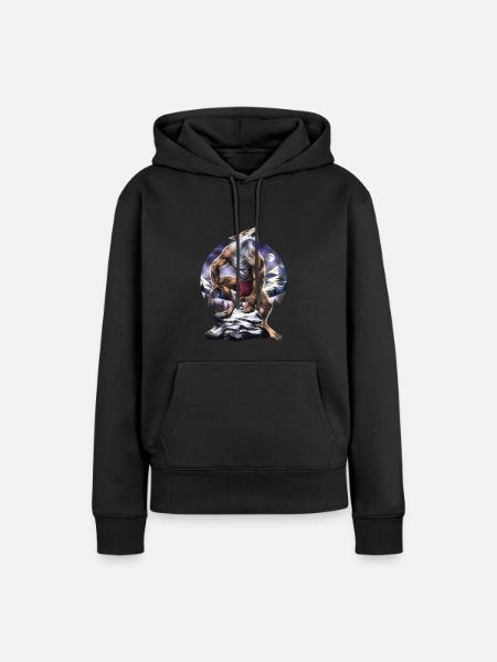 Werwolf Vollmond heult - Frauen Premium Bio Hoodie - Schwarz