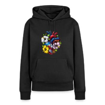 Porto Rico Boricua Coeur - Sweat à capuche Premium bio Femme - noir - Devant - Julia (174cm)