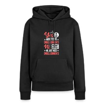 Faire de l’artisanat - Sweat à capuche Premium bio Femme - noir - Devant - Julia (174cm)