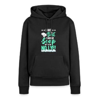 Seife machen - Frauen Premium Bio Hoodie - Schwarz - Vorne - Julia (174cm)