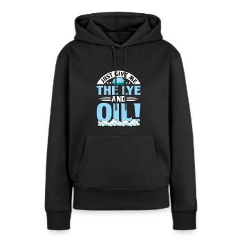 Seife machen - Frauen Premium Bio Hoodie - Schwarz - Vorne - Julia (174cm)