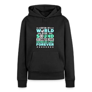 Festival - Frauen Premium Bio Hoodie - Schwarz - Vorne - Julia (174cm)
