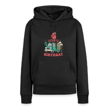6e anniversaire les gars - Sweat à capuche Premium bio Femme - noir - Devant - Julia (174cm)